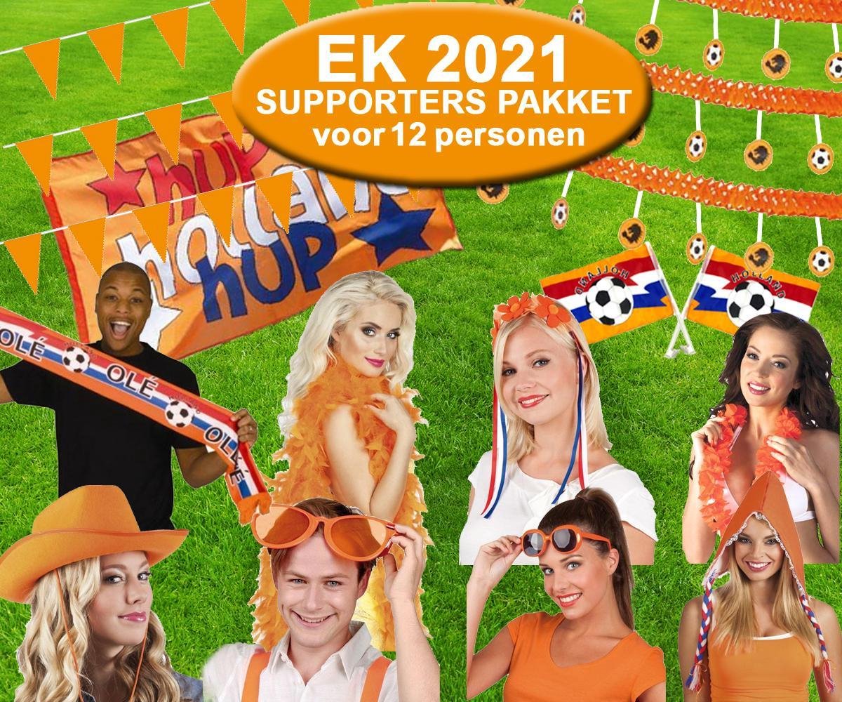 Oranje Versiering | Oranje Feestpakket voor 12 personen | EK Voetbal 2021